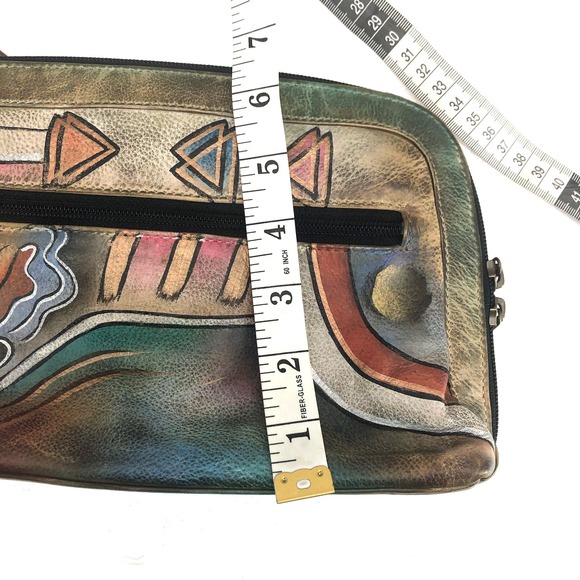 Anuschka Women's Hand Painted Leather Multicolored Crossbody Bag. - Picture 15 of 16